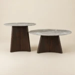 VIDA BROWN STEEL BASE & SINTERED STONE COFFEE TABLE