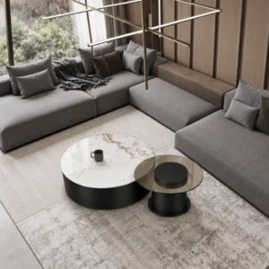 VIHAN STONE GLASS COFFEE TABLE SET