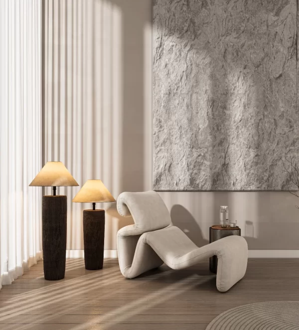 Beige Velvet Lounge Chair