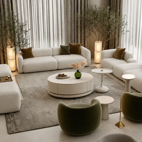 YULAN WHITE WOOD COFFEE TABLE SET