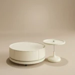 Yulan White Wood Coffee Table Set