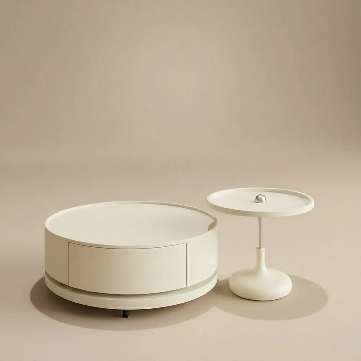 Yulan White Wood Coffee Table Set