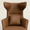ARINA BROWN LOUNGE CHAIR WITH FAUX LEATHER - luxury furniture Dubai UAE