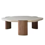 NAPLES ROUND TRAVERTINE TOP COFFEE TABLE