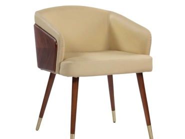 MADISON WOOD AND LEATHER DINING CHAIR