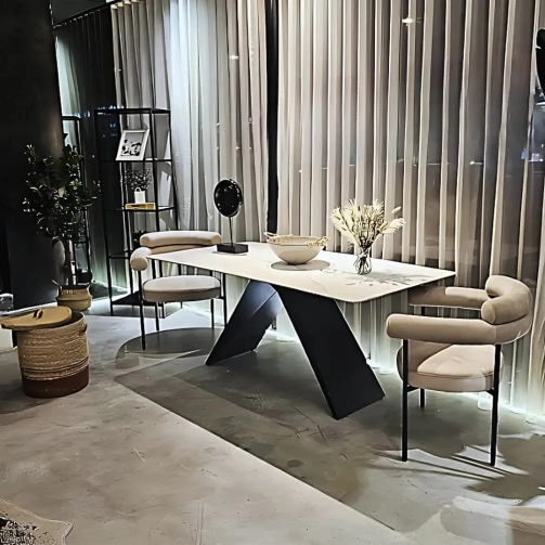 MAYRA WHITE TOP SINTERED STONE DINING TABLE