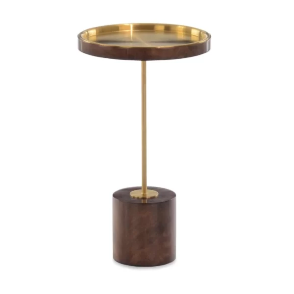 GARLOAD WOOD BASE STAINLESS STEEL TOP SIDE TABLE