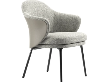 RONA GREY LEATHER & FABRIC DINING CHAIR