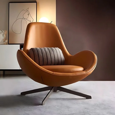 SIRA SWIVEL LEATHER LOUNGE CHAIR