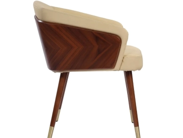 MADISON WOOD AND LEATHER DINING CHAIR