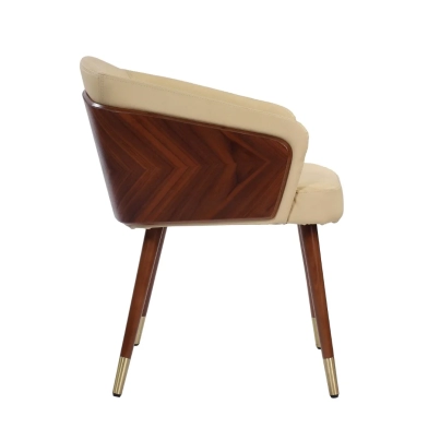 MADISON WOOD AND LEATHER DINING CHAIR