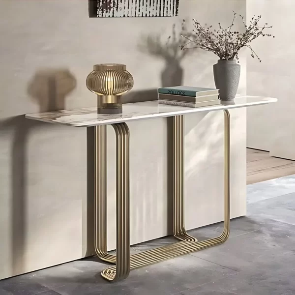 VANADA WHITE SINTERED STONE TOP CONSOLE TABLE