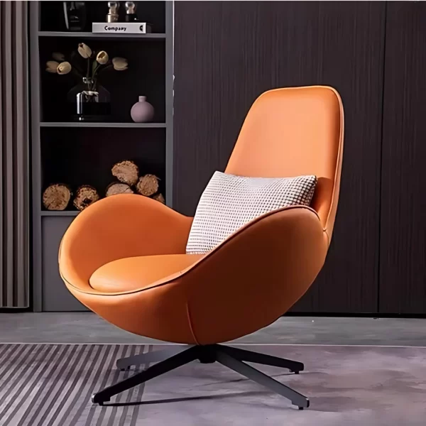 SIRA SWIVEL LEATHER LOUNGE CHAIR