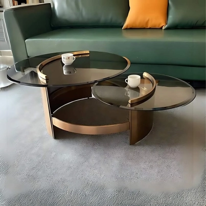 NEOM ROUND GLASS TOP COFFEE TABLE