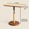 Alicia Adjustable Height Side Table with Leathered Top Cream - luxury furniture Dubai UAE