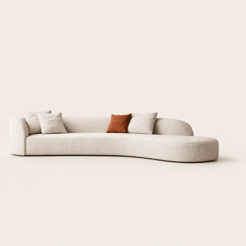 Alona 3 Seater Cream Boucle Curved Sectional Sofa
