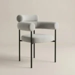 MILARA GREY VELVET UPHOLSTERY DINING CHAIR