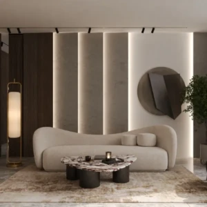 ELVINA 3 SEATER CURVED MODERN BOUCLÉ SOFA
