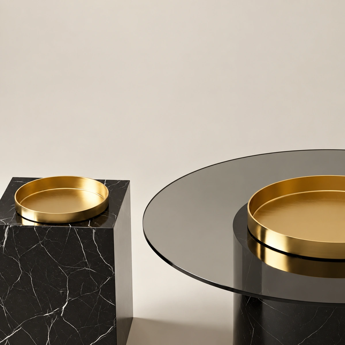 Fendi Coffee Table Black Marble Effect Nesting Tables with Stainless Steel Tray Luxury Modern Design 7 Features