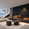 Fendi Coffee Table Black Marble Effect Nesting Tables with Stainless Steel Tray Luxury Modern Design 7 Features