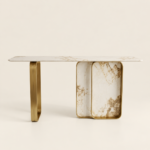 WISFOR WHITE GOLD CONSOLE TABLE WITH SINTERED STONE STAINLESS STEEL