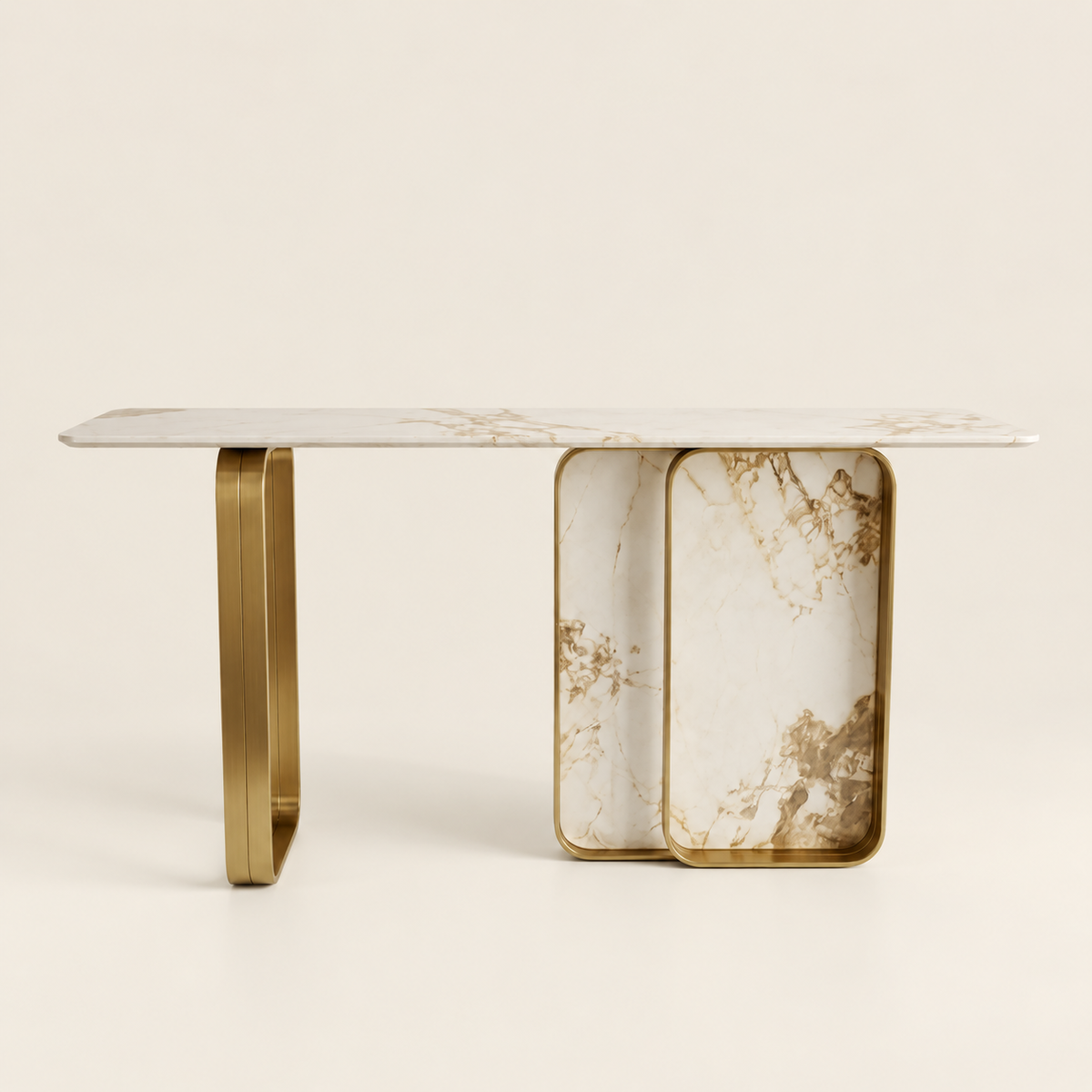 Wisfor White Gold Coffee Console Table 160cm | Luxury Sintered Stone Console UAE