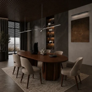 Graice Dining Table Modern Brown Solid Wood Large Luxury Dining Table 310cm