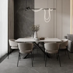 Mayra Dining Table Black Sintered Stone Top Carbon Steel Base Luxury Modern Dining Table 7 Features