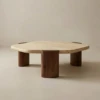 Naples Coffee Table Round Travertine Top Walnut Legs Luxury Coffee Table 7 Elegant Features