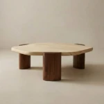 NAPLES ROUND TRAVERTINE COFFEE TABLE