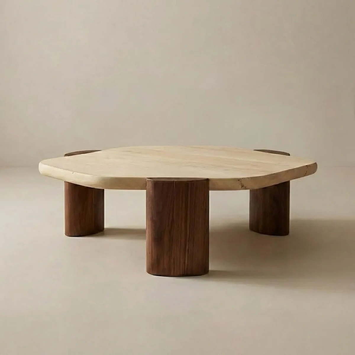 Naples Coffee Table Round Travertine Top Walnut Legs Luxury Coffee Table 7 Elegant Features