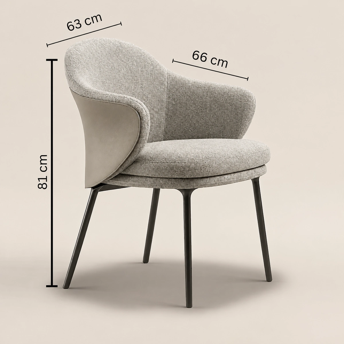 Rona Grey Leather Dining Chair | Majestic Home UAE