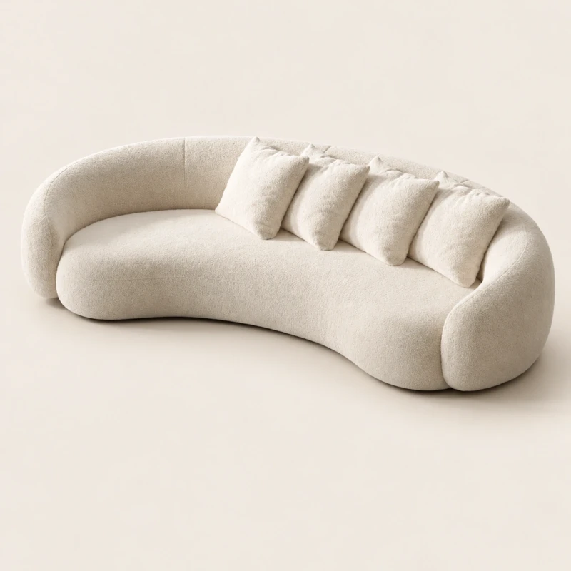 Savina 3 Seater Organic Curved Boucle Sofa | Majestic Home