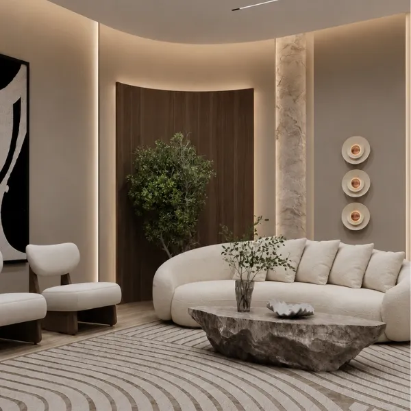 Savina 3 Seater Sofa Luxury Organic Curved Bouclé Sofa Modern Elegant Design