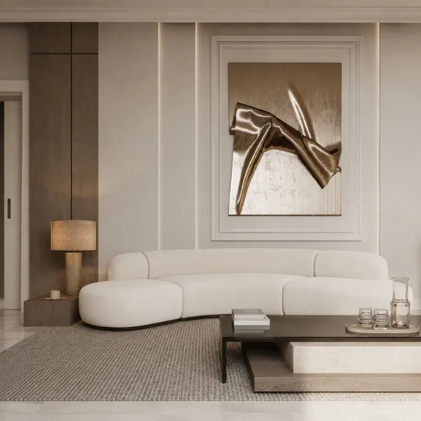Serena 3 Seater Sofa Luxury Minimalist Curved Sectional Sofa Modern Elegant Design