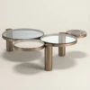 Tolina Coffee Table Round Glass Top Bronze Stainless Steel Stone Accent Luxury Table 7 Features