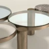 Tolina Coffee Table Round Glass Top Bronze Stainless Steel Stone Accent Luxury Table 7 Features