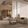 TolTolina Coffee Table round glass top bronze stainless steel natural stone luxury modern living room coffee table UAE furniture