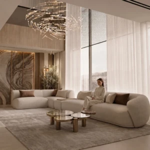 TolTolina Coffee Table round glass top bronze stainless steel natural stone luxury modern living room coffee table UAE furniture