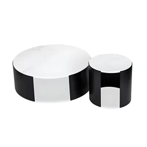 NERO WHITE SINTERED STONE TOP COFFEE TABLE 2 PIECE