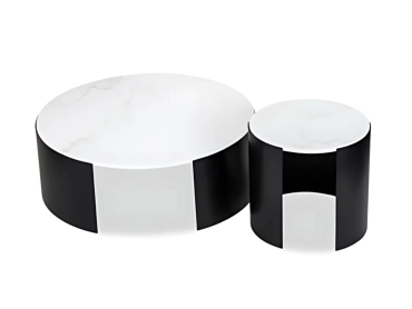 NERO WHITE MARBLE TOP COFFEE TABLE 2 PIECE