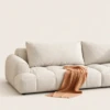 Velora 3 Seater Modern Cream Fabric Sofa | Majestic Home UAE