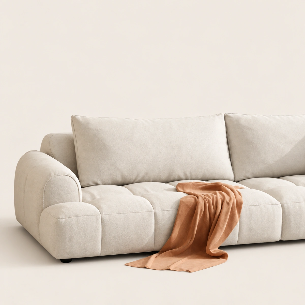 Velora 3 Seater Modern Cream Fabric Sofa | Majestic Home UAE