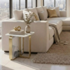 Wisfor White & Gold Sintered Side Table - luxury furniture Dubai UAE