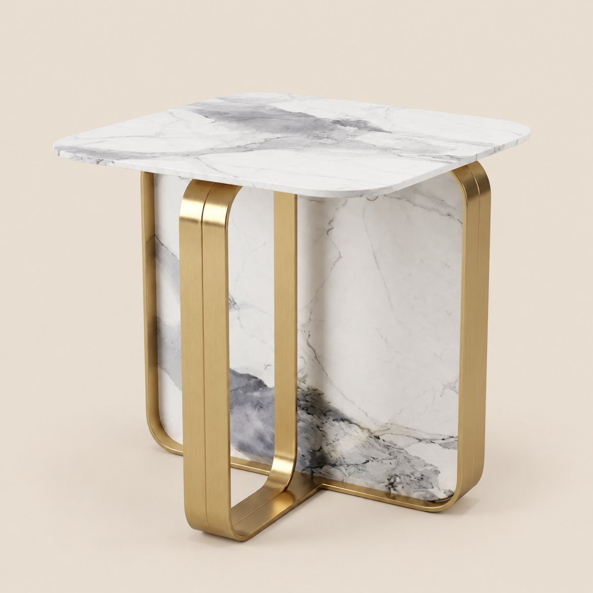 Wisfor White & Gold Sintered Side Table