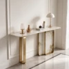 WISFOR WHITE GOLD CONSOLE TABLE WITH SINTERED STONE STAINLESS STEEL - luxury furniture Dubai UAE