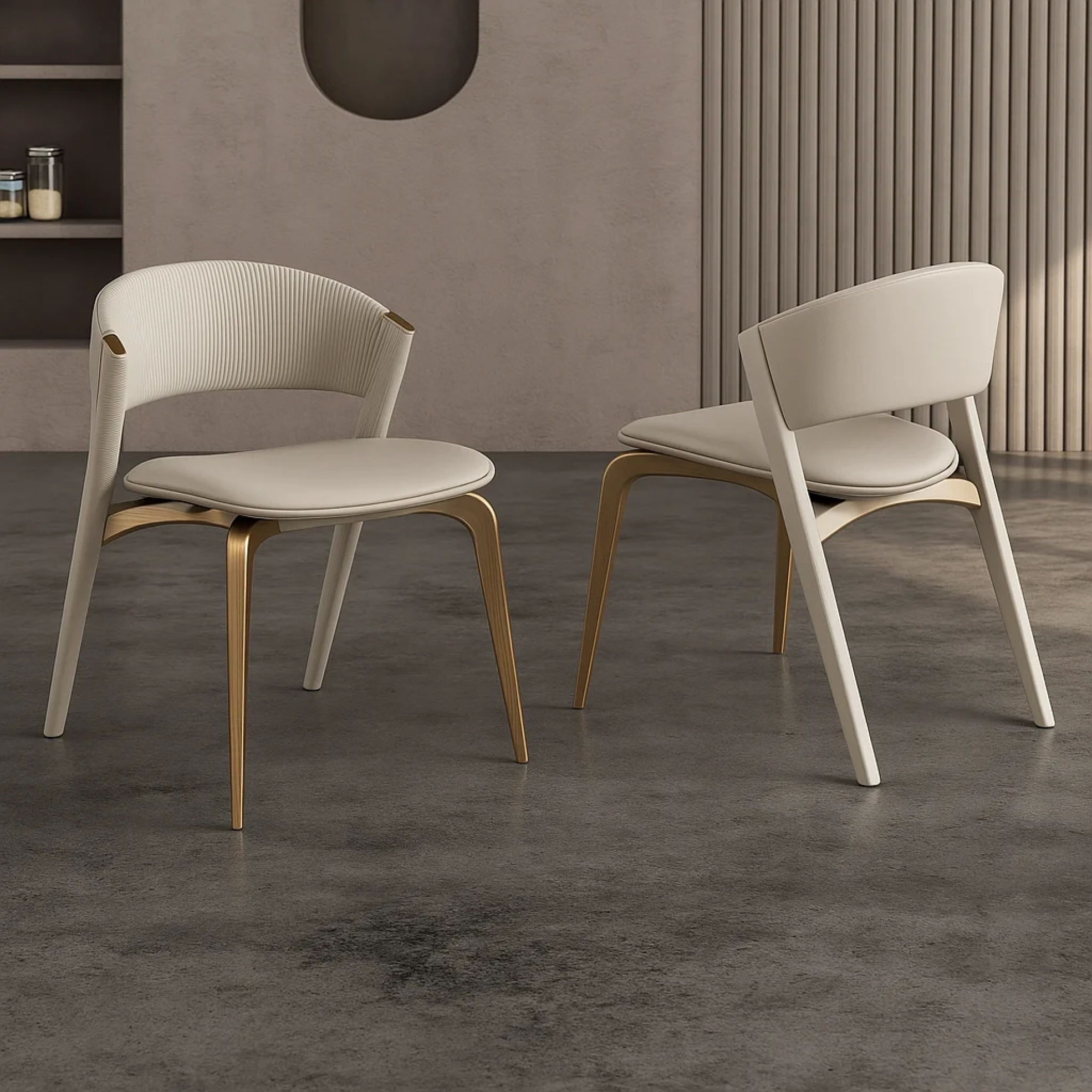 Beige Leather Dining Chair