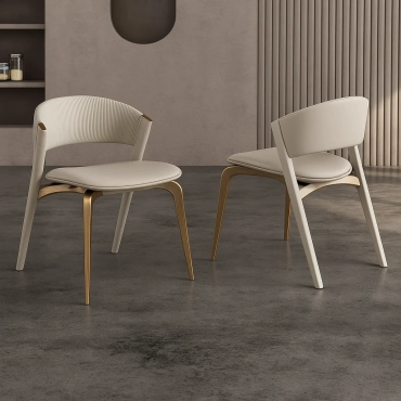 Beige Leather Dining Chair
