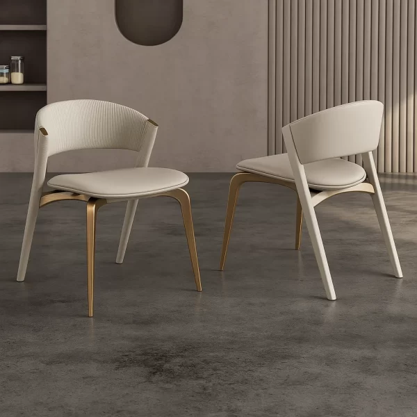 Beige Leather Dining Chair