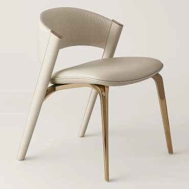 Beige Leather Dining Chair